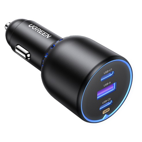 유그린 차량용 시거잭 트리플 130W PD PPS QC 고속 충전기, CD293, 블랙