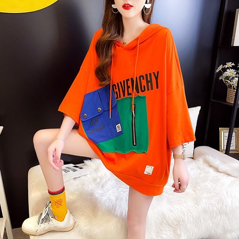 Maidefei 여성용 후드티 루즈핏 레터링 여성 반팔티
