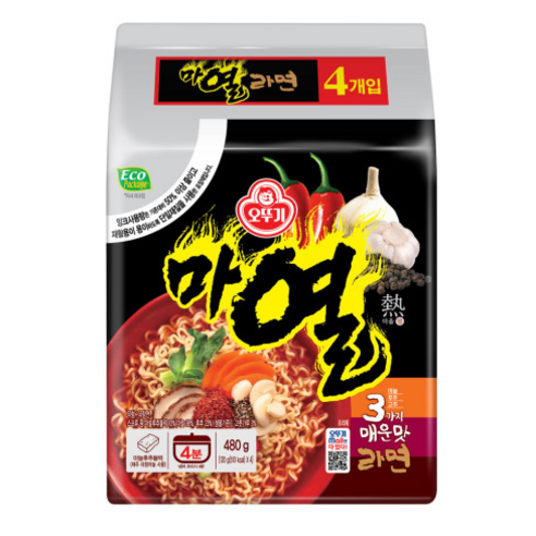 오뚜기 마열라면 120g, 4개