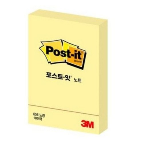포스트잇 노트 656 메모지, 노랑, 100매, 10개