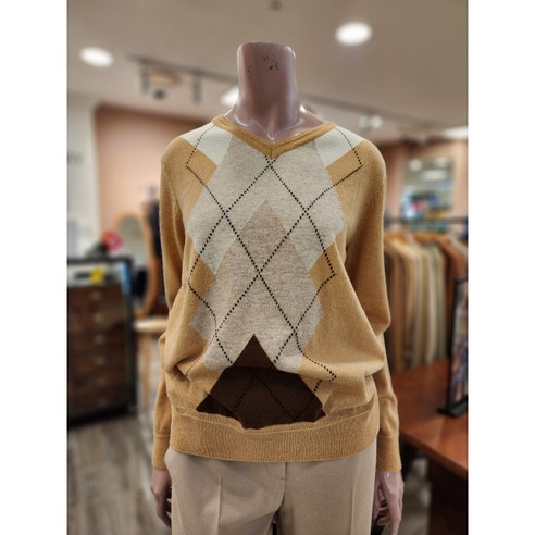 BCBG [올앤선드리] 로터스 아가일 V넥 P/O_ A2W9K304