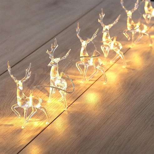 순록 스트링 화환 요정 트리 웨딩 커튼 정원 파티 룸 장식, A.USB-10LEDS, 1개, 1.Warm