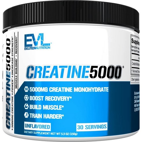 Evlution Nutrition 크레아틴 5000mg 언플레이버드, 300g, 1개