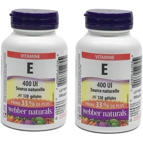 (캐나다직구) 웨버네추럴스 비타민 E 400 IU 120정 Webber Naturals Vitamin E Natural Source Softgel