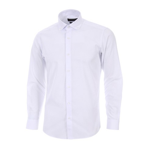 로베르타디까메리노 남성용 레이온 버튼다운 솔리드 슬림핏 화이트 긴소매 셔츠 RM3-351-1