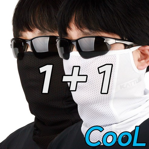 카투스 매쉬형 Zet7 1+1 자외선차단 골프마스크 자전거마스크 파크골프 얼굴햇빛가리개, 블랙+화이트