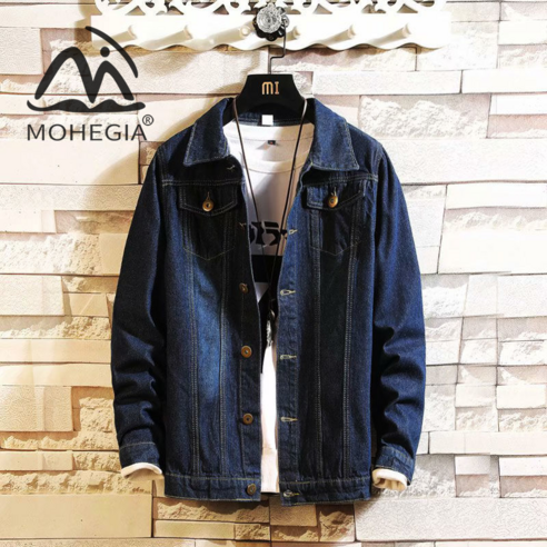 MOHEGIA 느슨한 남성 캐주얼 재킷 새로운 패션 데님 재킷