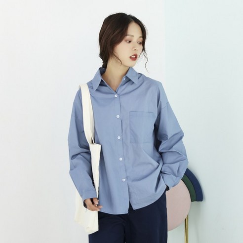 SU 블루 쌓인 긴팔 셔츠 여성의 디자인 감각 틈새 프랑스어 우아한 세련된 인치 셔츠 레트로 홍콩 스타일