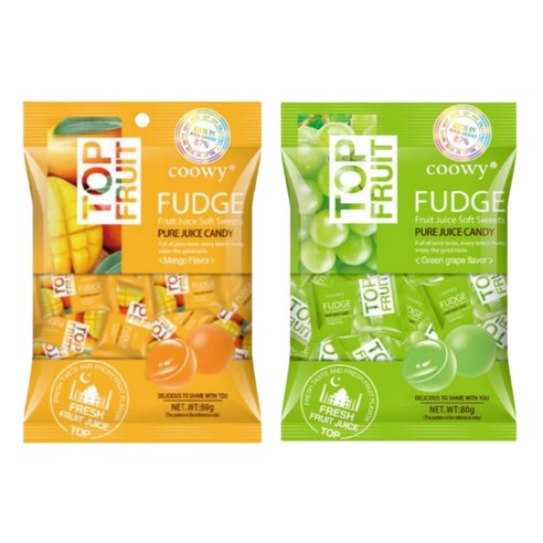 [Coowy]베트남 탑젤리 망고젤리+청포도젤리 세트 FUDGE TOP FRUIT, 1세트, 160g