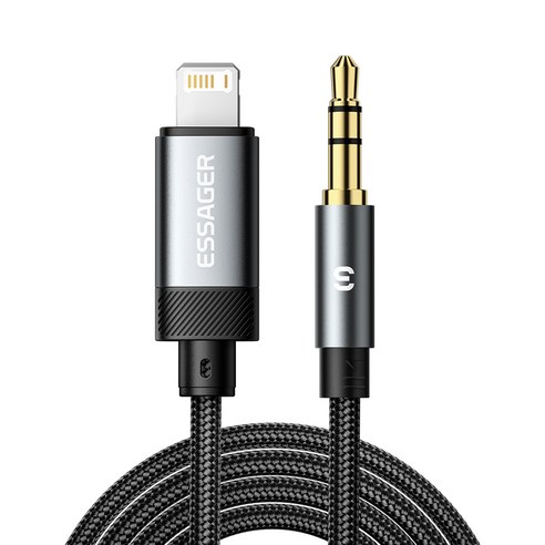 Essager 라이트닝 8핀 to 3.5mm AUX 오디오 변환 케이블 일반형, 1개