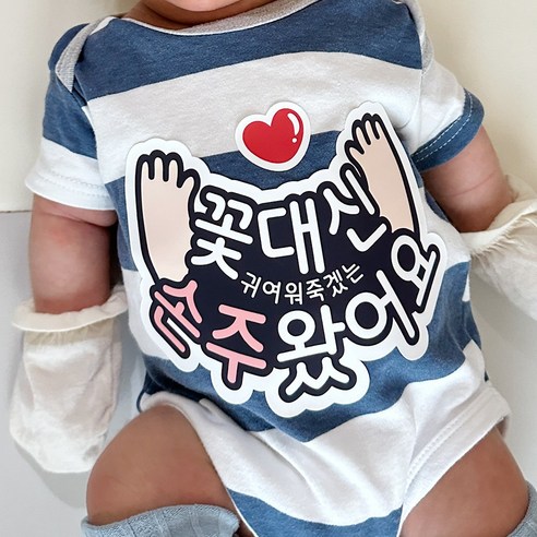 간편부착 붙이는 일회용 의류용스티커 가정의달 어버이날 어린이집 이벤트, 꽃대신손주왔어요