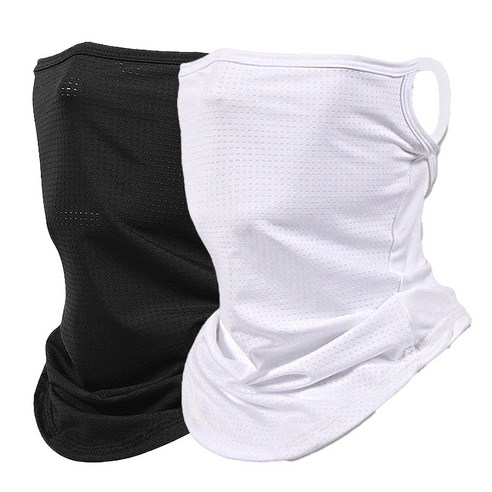 [KN60] 여름 머프 메쉬 페이스커버 넥커버 여름 등산 골프 낚시 멀티 스카프, 블랙1 + 화이트1