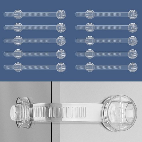 일상팡팡 투명 원터치 길이조절 서랍 잠금장치 세트, 10개 서랍장서랍자꾸열림