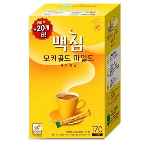 맥심 모카골드 마일드 커피믹스, 12g, 170개입, 4개