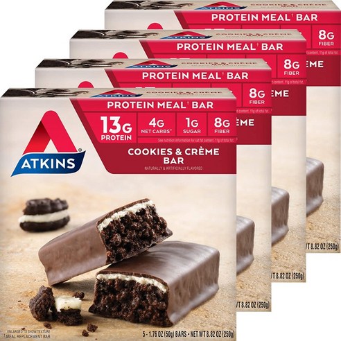 앳킨스 쿠키 앤 크림 바, 4개, 50g