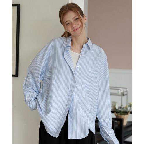 로시로우 셔츠 Mary Oversized Stripe Shirt Blue TC180800