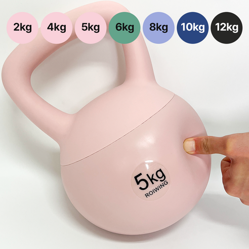 ROIWING 소음 없는 투톤 말랑한 소프트 스윙 케틀벨, 5kg, 피치핑크, 1개