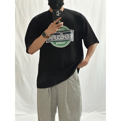 와이핏 컨츄리 남자 오버핏 반팔 티셔츠