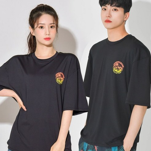 헤링본 남성 여성 루즈핏 반팔 래쉬가드 비치웨어 수영복 휴양지 바캉스룩 RD319