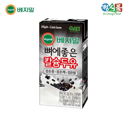 베지밀 뼈에좋은 칼슘두유 검은 콩 깨 쌀, 190ml, 48개