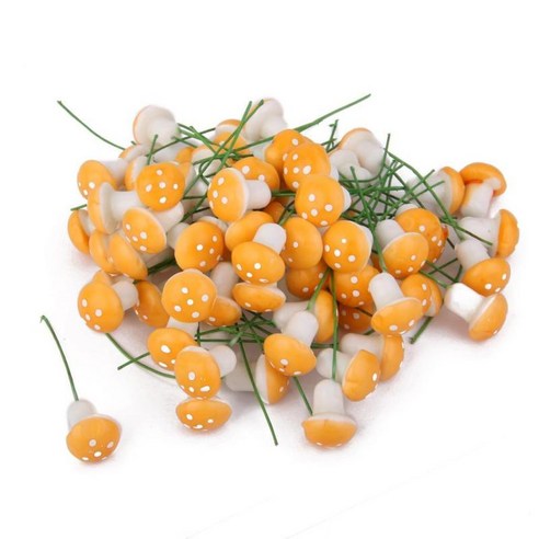 100pcs 미니어처 버섯 분재 DIY 공예 테라리움, 오렌지, 설명 설명