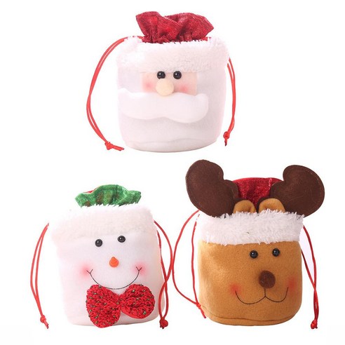 DKaony 3 PCS 크리스마스 사탕 가방 사과 귀여운 눈사람 산타 클로스 사슴 선물 축제 및 장식