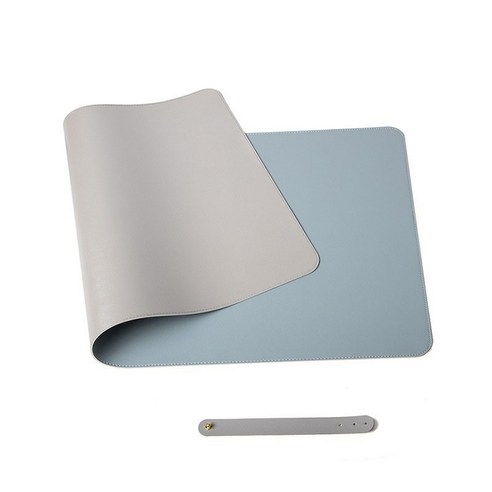 퍼투 양면 가죽 미끄럼 방지 마우스 장패드 80 x 40cm, 1개, 실버 + 스카이 블루