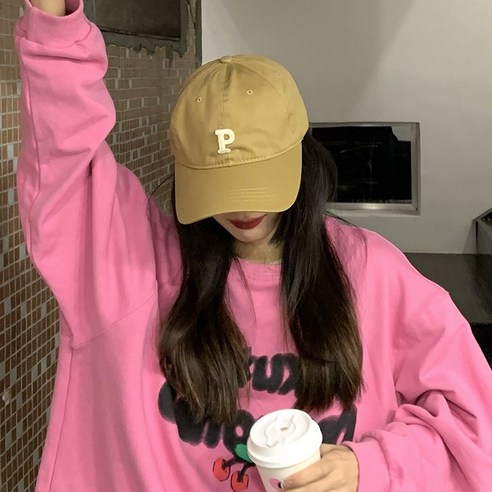 자류 P 자모 야구 모자 여자, 조절 가능, 카키