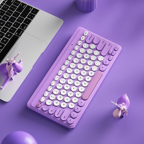 [시요] 2.4G 무선 키보드 마우스 세트 USB Keycaps 음소거 매직 미니 무선 게임 키보드 마우스 콤보 PC 게이머 컴퓨터 노트북, purplekeyboard, 하나, 하나