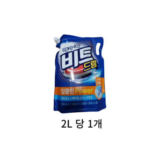 비트 딥클린파워 액체세제 파우치형 드럼용, 2L, 4개