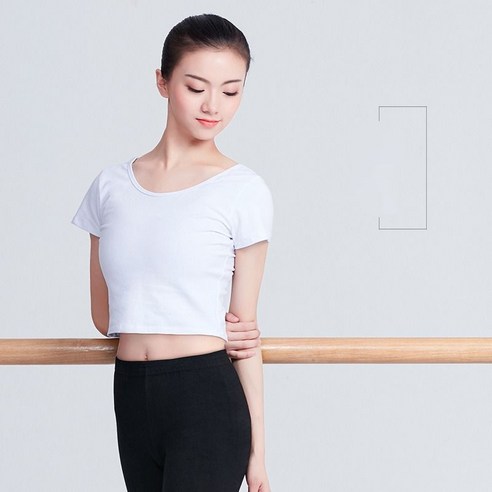 성인 무용복 트레이닝 저고리 크롭티셔츠 블랙 반팔 요가 헬스 재즈 댄스 의상, 백색, L