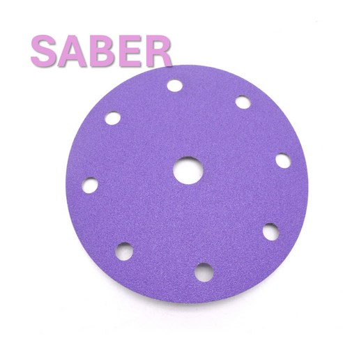 SABER 6인치(150mm) 9홀 세라믹 필름 원형사포 (1BOX 100장), #220, 1개