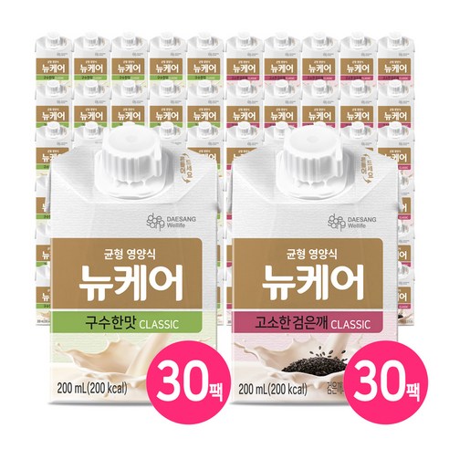 대상웰라이프 뉴케어 구수한맛 30팩+검은깨맛 30팩 총 60팩, (슬림형)구수한맛 15팩 + 고소한검은깨 15팩, 200ml, 60개