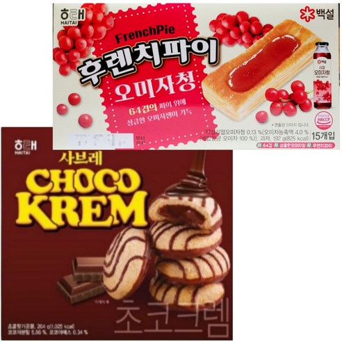 해태 사브레 초코크렘 +후렌치파이 오미자청, 1개