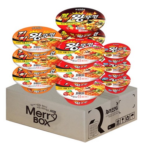 컵라면 세트 팔도 왕뚜껑 혼합맛 (왕뚜껑3+김치3+짬뽕3)+미니왕뚜껑3, 1세트