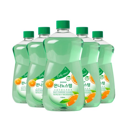 은나노스텝세정제3 [알뜰리필세트] 은나노스텝 시즌3 다용도, 5개, 1100ml