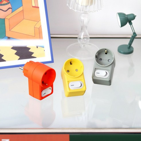 아이정 컬러탭 개별 스위치 인테리어 멀티탭 – 옐로우(1구) 아이정멀티탭