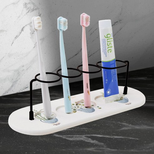 로모주 규조토 칫솔꽂이 치약꽂이 4구 KN-05049, 규조토 칫솔꽂이 4구- 프레쉬, 1개