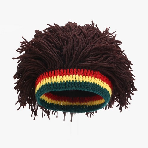 가을 겨울 오리지널 디자인 수제 니트 가발 털실 모자 남자 틱톡 개성 괴상하다 보온 가발 모자 여류