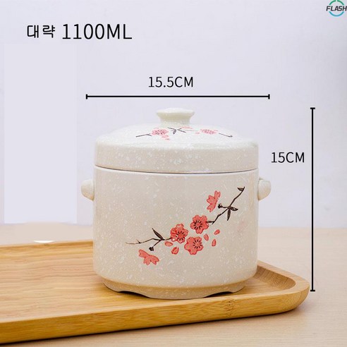 플래시샵 내열 도자기 세라믹냄비 1300섭씨 고온 소성 천연 도자기 건강 보양 듀얼 커버 설계로 영양이 손실되지 않음 내열내고온 건강한 보신을 위한 첫 번째, 1100ml