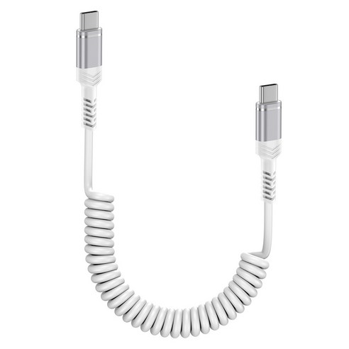 ANNIBER PD 60W C to C타입 코일 스프링 초고속 충전 케이블, 화이트, 1개, 1.2m