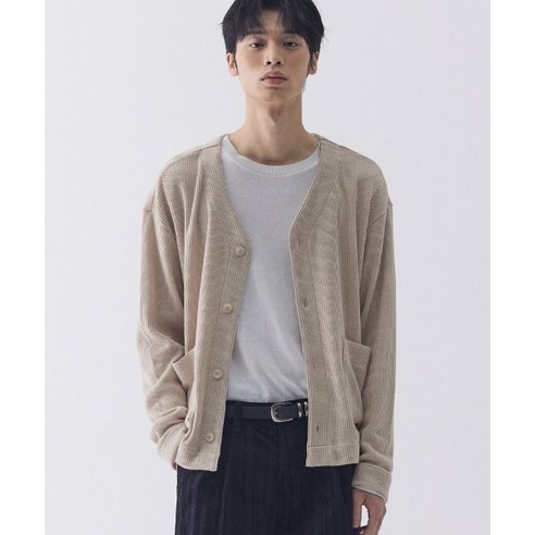 가먼트레이블 Two Pocket Single V-neck Cardigan - Beige