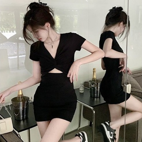 파티와 클럽에서 돋보이는 감성 갤러리의 매력적인 V넥 랩 드레스