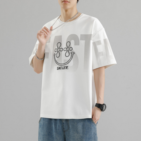 만수야 일본식 루즈핏 스마일 남자 반팔티