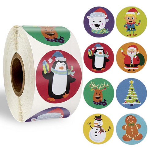 롤업 스티커 크리스마스 장식 선물 시리즈 마르지 않은 스티커 스티커 라벨 - 500개/1인치/25mm, CQ01
