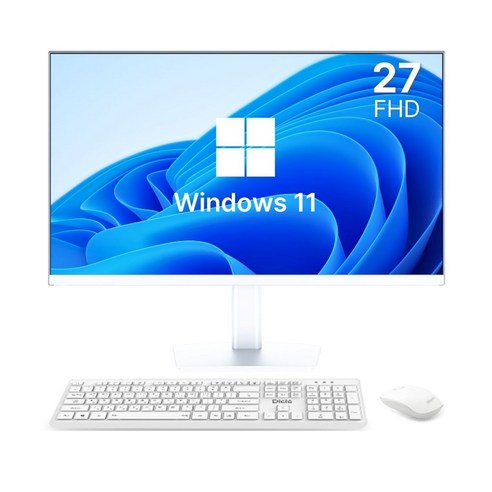 디클 27형 N5095 올인원 일체형PC 윈도우11포함 무선키보드 마우스 증정, CUP-A27S, WIN11 Home, 256GB, 8GB, 화이트