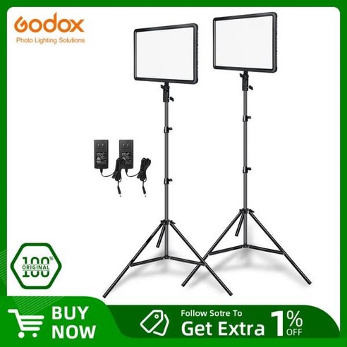 Godox 2pcs LEDP260C 울트라 얇은 30W 3300-5600k LED 비디오 라이트 패널 램프 2m 스탠드 스튜디오 조명, 03 LEDP260C Kit 3, 01 CHINA 고독스ledp260c Best Top5