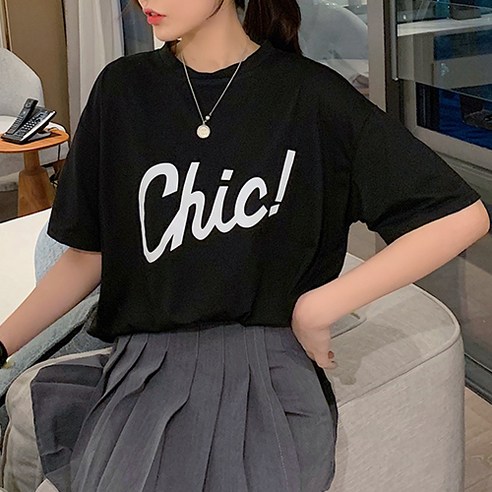 젠틸레 여성 레터링 박스티 반팔 티셔츠