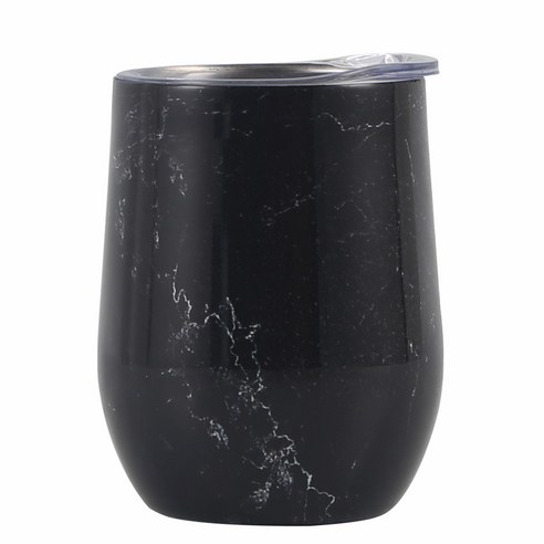 물컵 스테인리스강 와인컵 U형 계란 보온컵 달걀껍질 컵, 검은 도리, 12oz