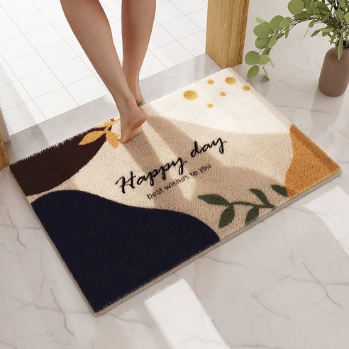 욕실 입구 흡수지 깔개 화장실 미끄럼 방지 발판 밟다 침실 입문 카펫 화장실 문깔개 실내, 새순 캐시미어 쿠션